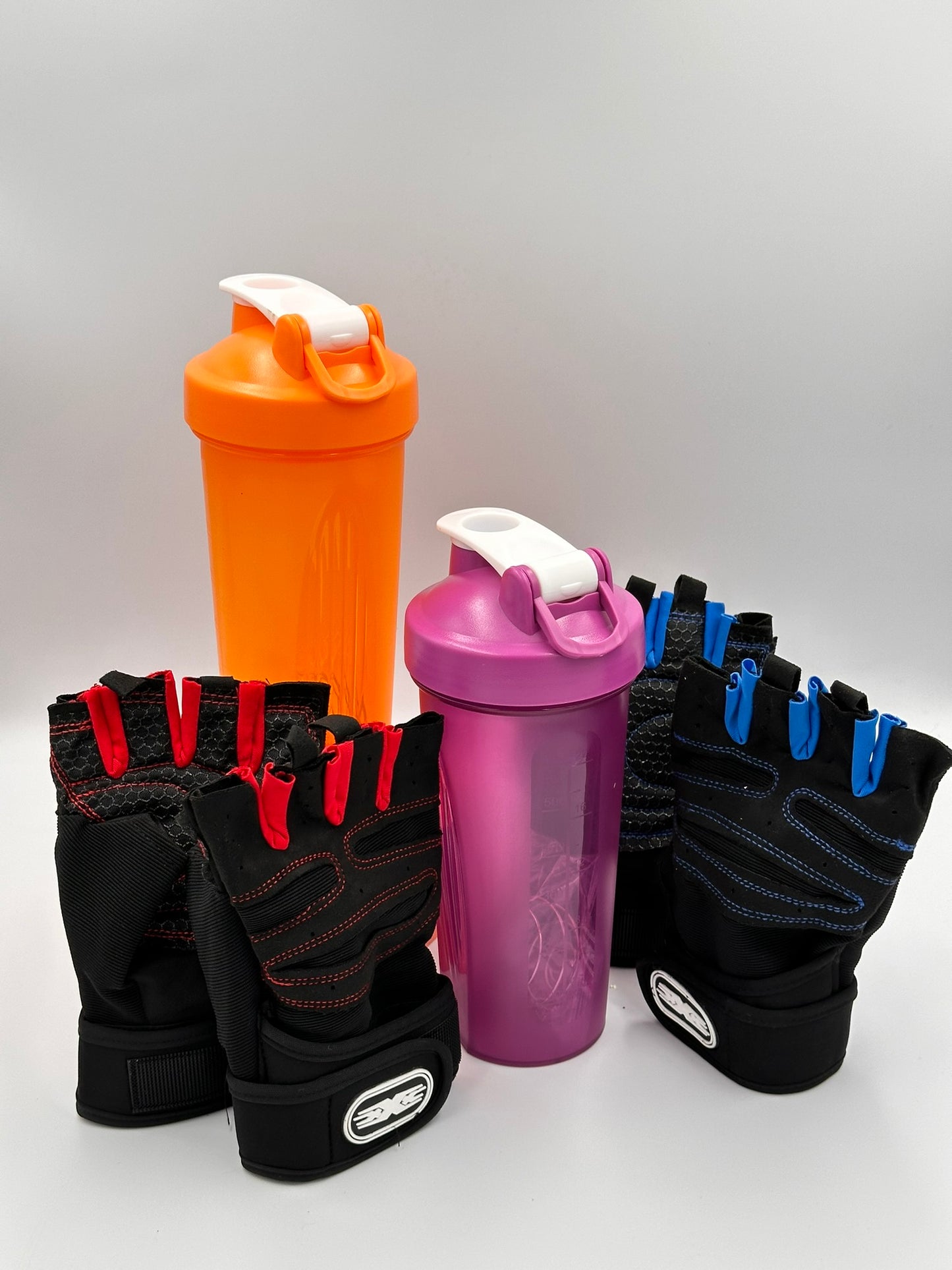 Gym gloves + water bottle